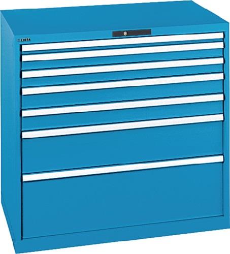 Schubladenschrank H1000xB1023xT725mm lichtblau 7 Schubl.Vollauszug,KeyLock LISTA || VE = 1 ST