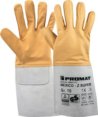 Schweißerhandschuhe Mexico Z Super Gr.10 gelb/grau Ziegennappa-/Spaltleder 10 PA || VE = 10 PA