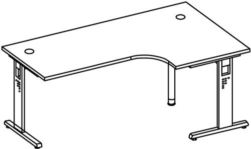 Schreibtisch Bela H650-850xB2000xT1200mm lichtgrau Winkelf.R/L C-Fuß || VE = 1 ST