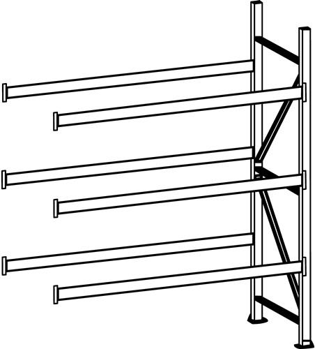 Weitspannregal H3000xB2600xT1050mm Anbauregal 5 Stahlböden Trgf.490kg META || VE = 1 ST