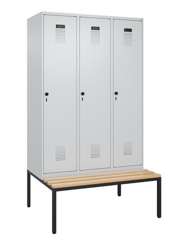 Garderobenschrank Evolo PLUS Gestell 1200mm lichtgrau/lichtgrau 3 Abt.C+P || VE = 1 ST