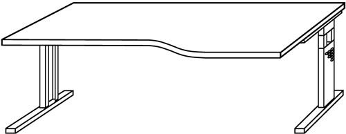 Schreibtisch Bela H650-850xB1800xT1000mm Buchedekor Freiform R/L C-Fuß || VE = 1 ST