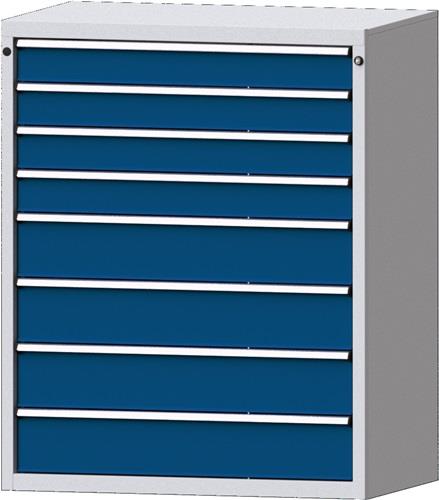 Schubladenschrank H1300xB1060xT675mm lichtgrau/enzianblau 8 Schubl.PROMAT || VE = 1 ST