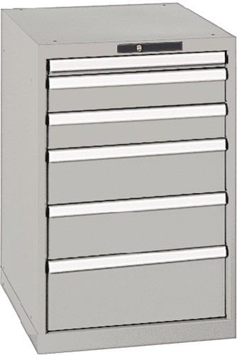 Schubladenschrank H850xB564xT725mm grau/grau 6 Schubl.Vollauszug,KeyLock || VE = 1 ST