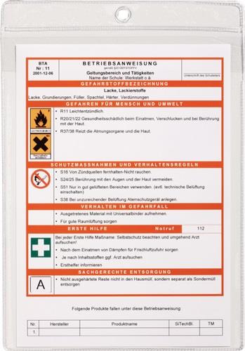 Aushangtasche DIN A4 transp.PP-Folie,dokumentenecht m.Öse 10St./VE DURABLE || VE = 1 KT