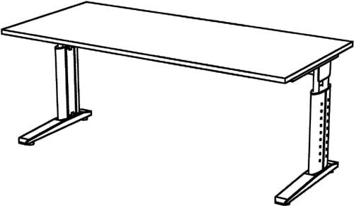 Schreibtisch Teda H680-860xB1800xT800mm lichtgrau ger.Form || VE = 1 ST