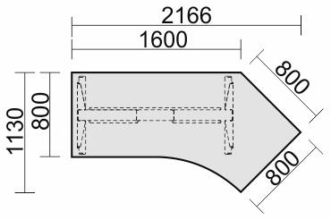 Schreibtisch E-Flex H650-1250xB2166xT1130mm Ahorn/silber re.135Grad elek.höhenv. || VE = 1 ST