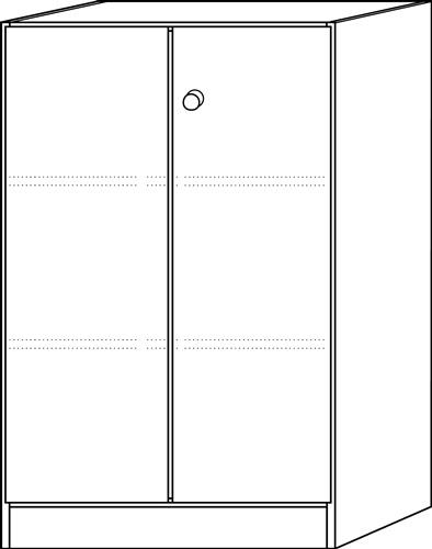 Schrank H1270xB800xT420mm weiß/Eichedekor 2 Türen Knaufgriff abschl. || VE = 1 ST