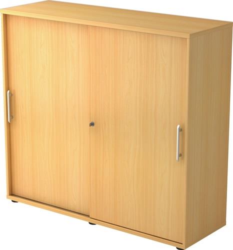 Schiebetürenschrank H1100xB1200xT400mm Buchedekor 3 OH 2 Türen Relinggriff || VE = 1 ST