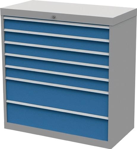 Schubladenschrank H1019xB980xT500mm lichtgrau/lichtblau 7 Schubl.Vollauszug || VE = 1 ST