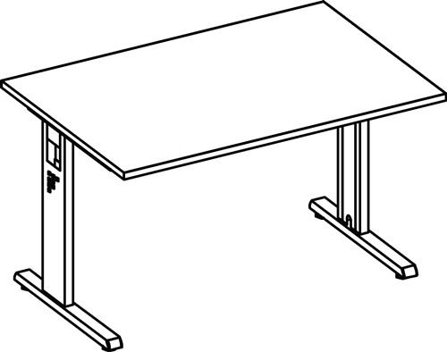 Schreibtisch Bela H650-850xB1200xT800mm Buchedekor ger.Form C-Fuß || VE = 1 ST