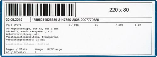 Etikettentasche B220xH80mm magn.10St./Pack EICHNER || VE = 10 ST