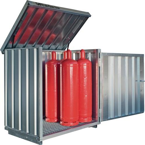 Gasflaschencontainer B1420xT1080xH1470mm verzinkt,montiert,m.Bodenrahmen SÄBU || VE = 1 ST