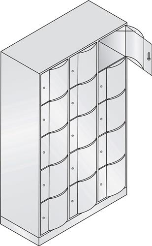 Fächerschrank Stahlbl.Farbwahl/Farbwahl H1950xB1150xT540mm 3x5 Abt. || VE = 1 ST