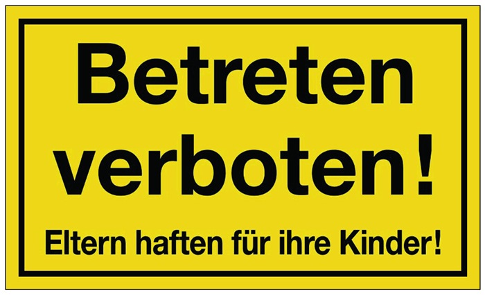 Hinweiszeichen Betreten verboten L300xB200mm gelb schwarz Ku.