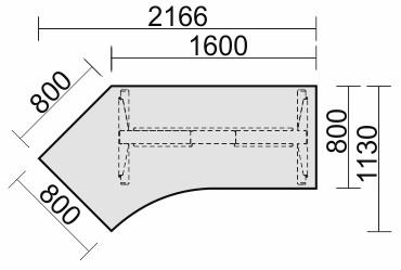 Schreibtisch E-Flex H650-1250xB2166xT1130mm Buche/silber li.135Grad elek.höhenv. || VE = 1 ST