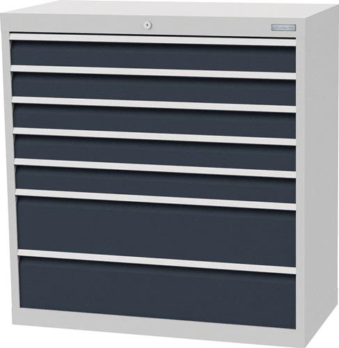 Schubladenschrank H1019xB980xT500mm lichtgrau/grau 7 Schubl.Vollauszug || VE = 1 ST