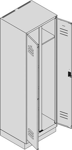 Kleider-Wäscheschrank Classic H1950xB600xT500mm STA Farbwahl Anz.Abt.2 m.Sockel || VE = 1 ST