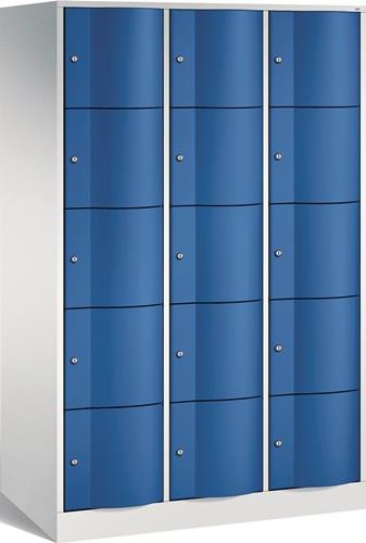 Fächerschrank Stahlbl.lichtgrau/enzianblau H1950xB1150xT640mm 3x5 Abt. || VE = 1 ST