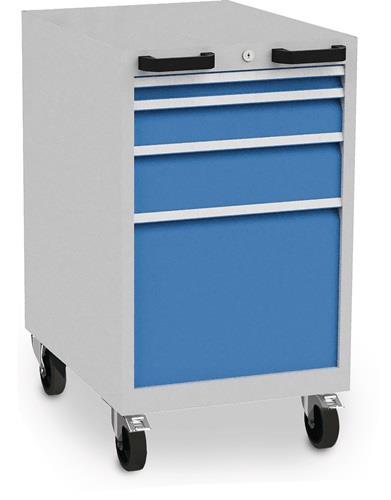 CNC-Schubladenschrank H971xB555xT736mm grau/blau 5 Werkzeugträger, fahrbar || VE = 1 ST