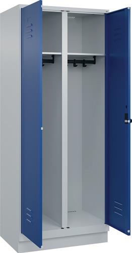 Garderobenschrank m.Sockel H1950xB800xT500mm grau/blau 2 Abt.C+P || VE = 1 ST