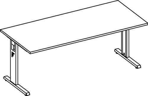 Schreibtisch Bela H650-850xB1800xT800mm Buchedekor ger.Form C-Fuß || VE = 1 ST