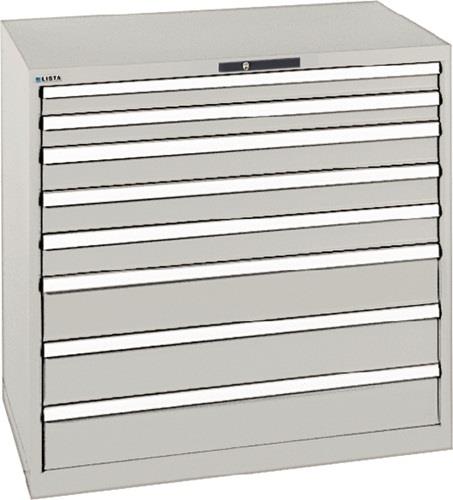 Schubladenschrank H1000xB1023xT725mm grau/grau 8 Schubl.Vollauszug,KeyLock LISTA || VE = 1 ST