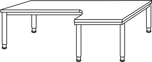 Schreibtisch Sero H685-810xB2000xT1200mm Buchedekor Winkelf.R/L 5-Fuß-Gestell || VE = 1 ST