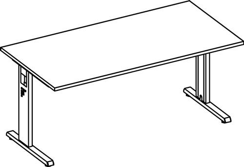 Schreibtisch Bela H650-850xB1600xT800mm lichtgrau ger.Form C-Fuß || VE = 1 ST