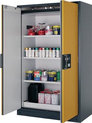 Sicherh.-Schrank Typ90 H1953xB1193xT615mm grau/gelb Vollblechtüren ASECOS || VE = 1 ST