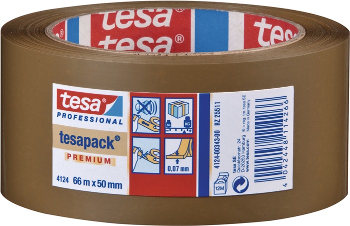 Verpackungsklebeband PVC tesapack® 4124 chamois L.66m B.50mm Rl.TESA