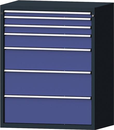 Schubladenschrank H1300xB1060xT675mm anthrazit/taubenblau NCS 7 Schubl.PROMAT || VE = 1 ST