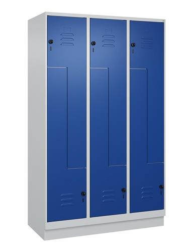 Garderobenschrank Classic PLUS Sockel 1200mm lichtgrau/enzianblau 6 Abt.C+P || VE = 1 ST