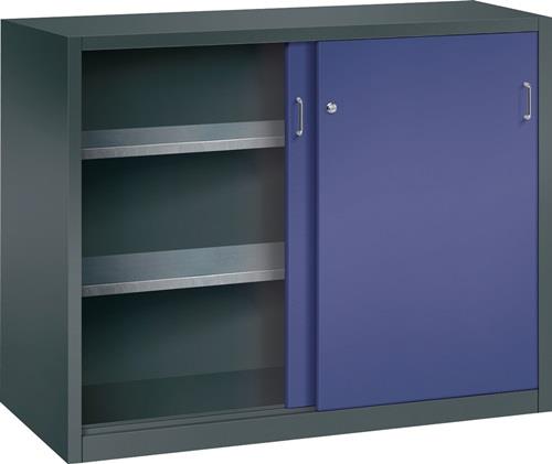 Schiebetürenschrank H1000xB1000xT600mm grau/ taubenblau NCS 4 Fbd.PROMAT || VE = 1 ST