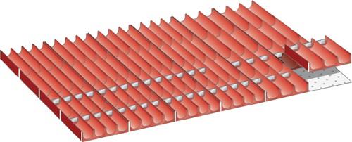 Schubladenunterteilungsmaterial Front-H.50mm 40 Muldenteile 24 Trennw. || VE = 1 ST