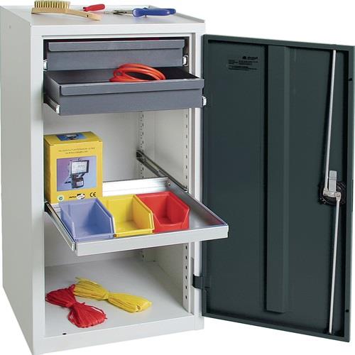 Werkzeug-/Beistellschrank H1000xB500xT500mm 2Schubl.,1BD lichtgrau/anthrazitgrau || VE = 1 ST