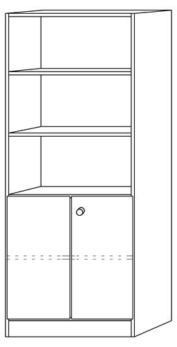 Schrank H2004xB800xT420mm lichtgrau 2 Türen H.1270mm Knaufgriff || VE = 1 ST