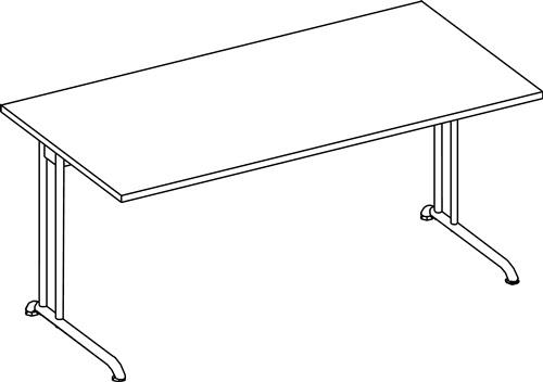 Schreibtisch Pro-B H720xB1600xT800mm Nussbaumdekor ger.Form Kufe || VE = 1 ST