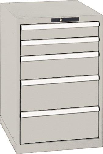 Schubladenschrank H850xB564xT725mm grau/grau 5 Schubl.Vollauszug,KeyLock || VE = 1 ST