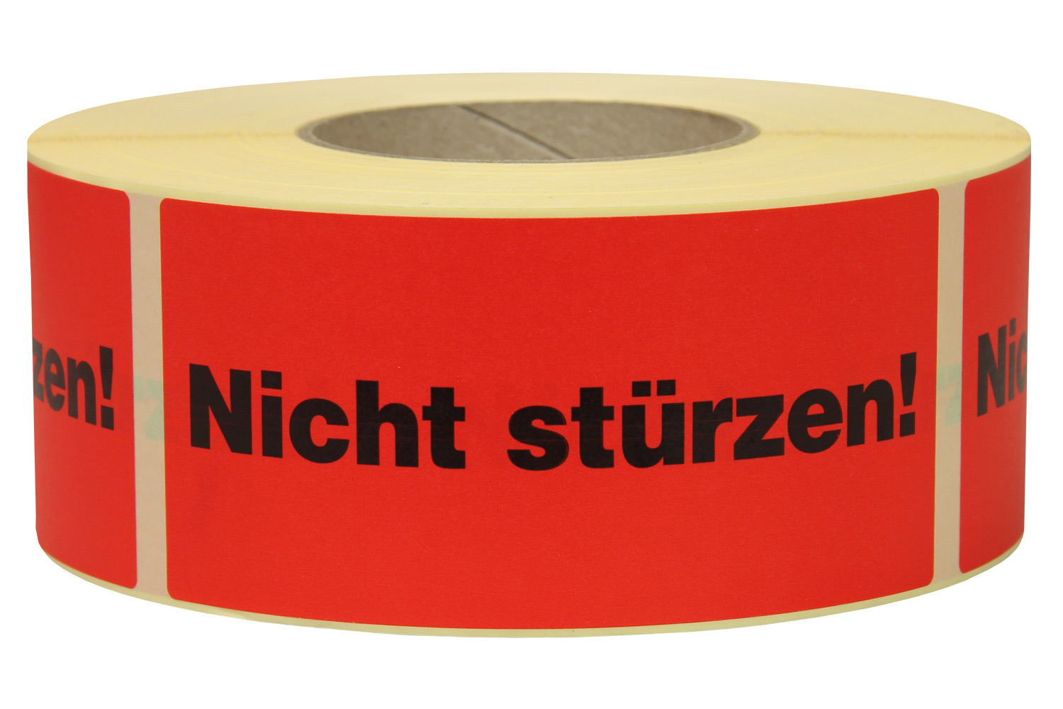 Warn- und Hinweisetiketten 145x70mm, aus Papier rot,  Nicht stürzen