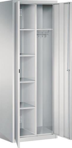 Kleider-Wäscheschrank H1800xB600xT500mm Stahlbl.lichtgrau Anz.Abt.2 m.Sockel || VE = 1 ST