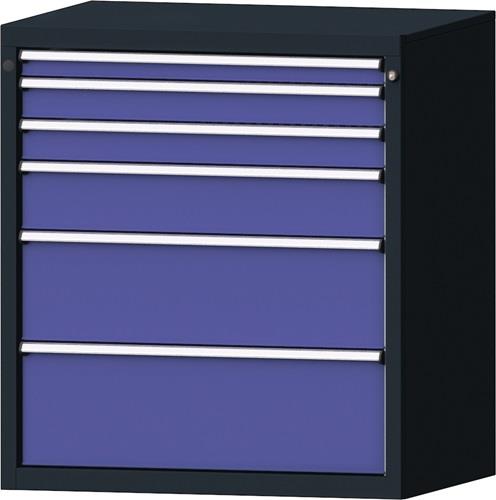 Schubladenschrank H1000xB910xT675mm anthrazitgrau/taubenblau NCS 6 Schubl.PROMAT || VE = 1 ST