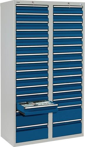 Schubladenschrank H1800xB1000xT500mm lichtgrau/enzianblau 30 Schubl.STUMPF || VE = 1 ST