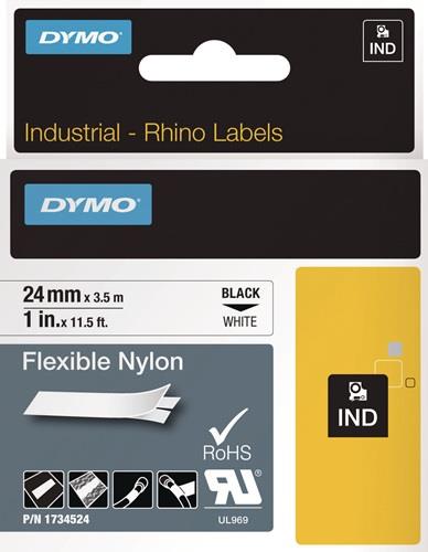 Schriftband Band-B.24mm Band-L.3,5m flexibles Nylonband schwarz auf weiß DYMO || VE = 1 ST