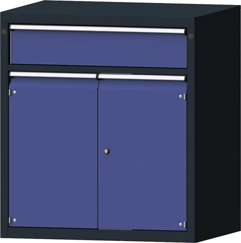 Schubladenschrank H1000xB910xT675mm grau/blau NCS 1Schubl.Vollauszug 1Tür PROMAT || VE = 1 ST