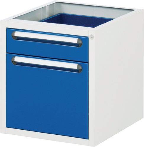 Schubladenschrank H545xB480xT600mm lichtgrau/enzianblau 2Schubl.Einfachausz. RAU || VE = 1 ST