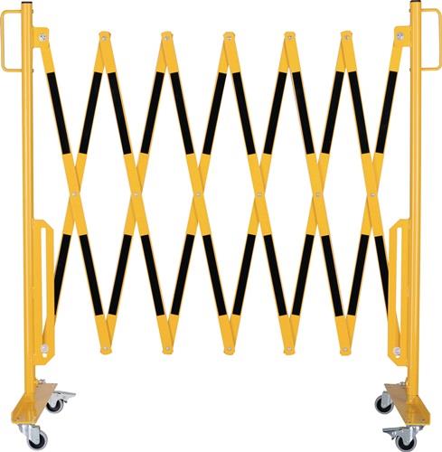 Scherengitter L3600xH1000mm m.Rollenfüßen gelb/schwarz || VE = 1 ST