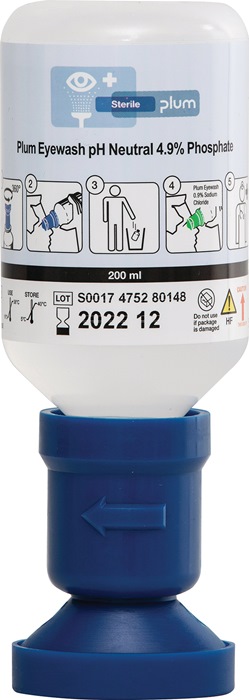 Augenspülflasche pH Neutral 200 ml 3 Jahre (ungeöff. Flasche) DIN EN15154-4 PLUM