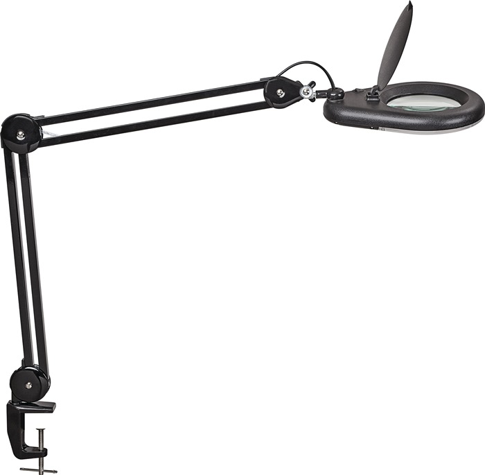 LED-Lupenleuchte Glaslinse 127mm 5Zoll Tischklemme schwarz Abdeckung,runder Kopf
