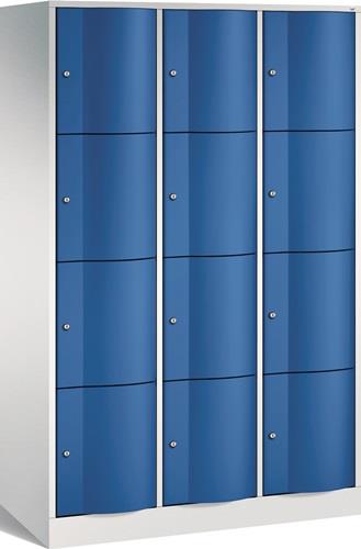 Fächerschrank Stahlbl.lichtgrau/enzianblau H1950xB1150xT540mm 3x4 Abt. || VE = 1 ST